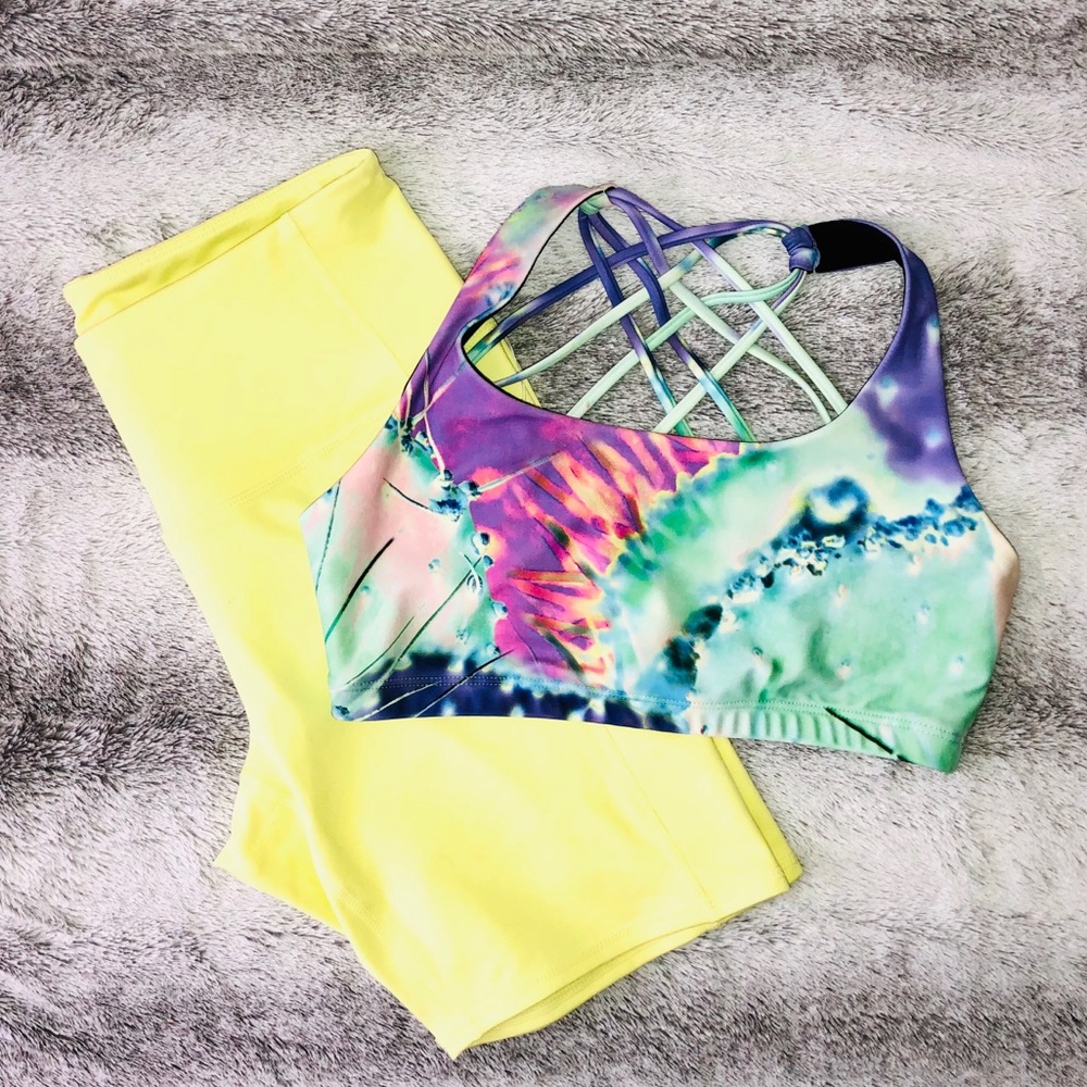 Tie Dye Neon Sports Bra + Neon Zella Bike Short